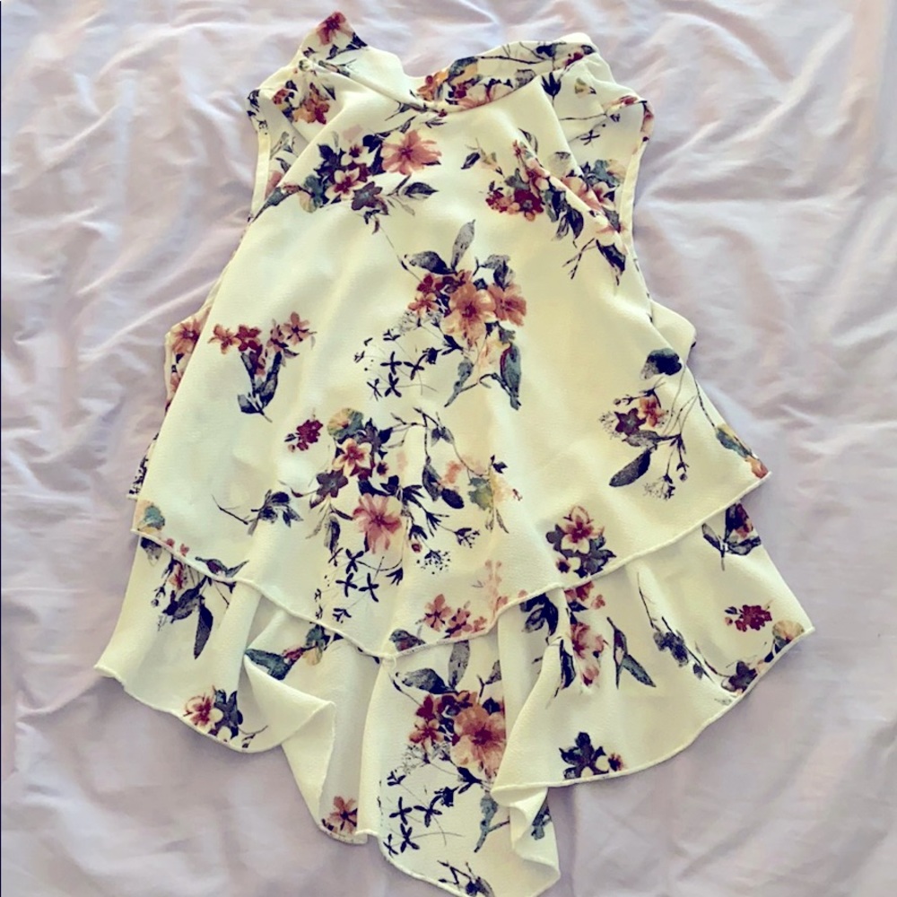 White floral tank top blouse